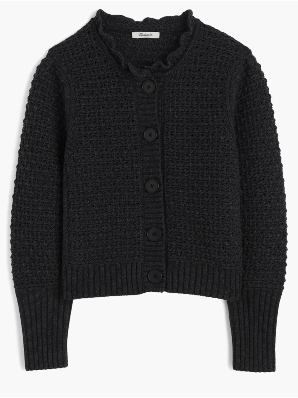 NWOT Madewell Scalloped Merino Wool-Blend Cardigan size M